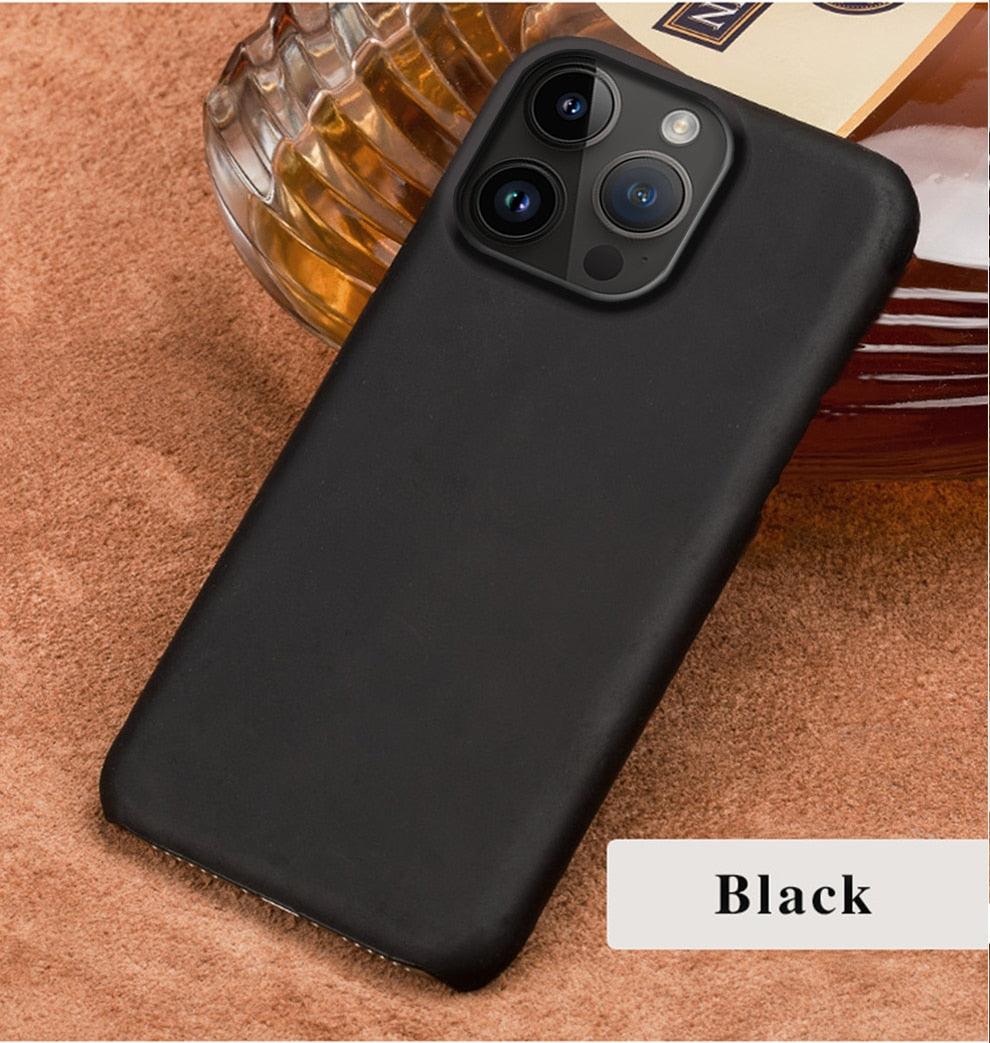 Black leather back cover case for iPhone with slim profile on Tampa Home & Garden Store