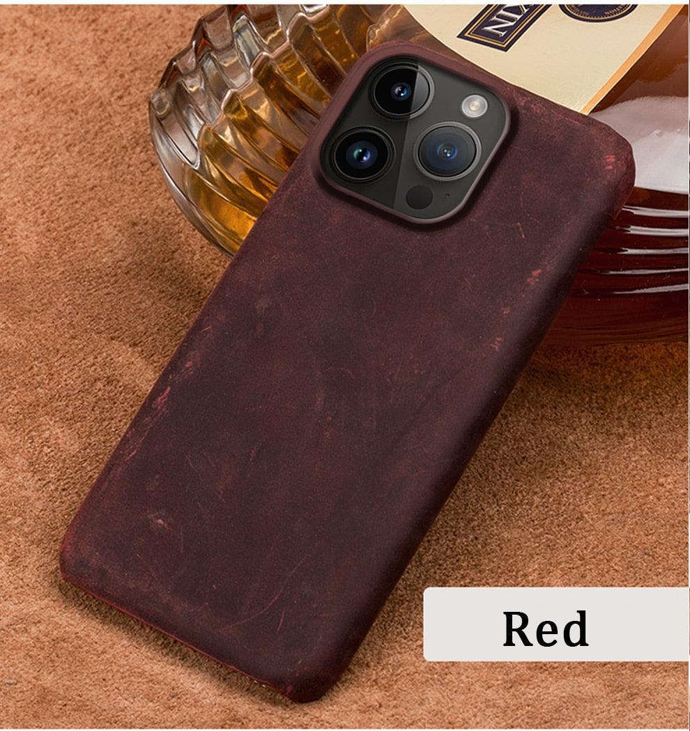 Stevvex classic brown genuine leather phone case with slim bumper for iPhone on Tampa Home & Garden Store