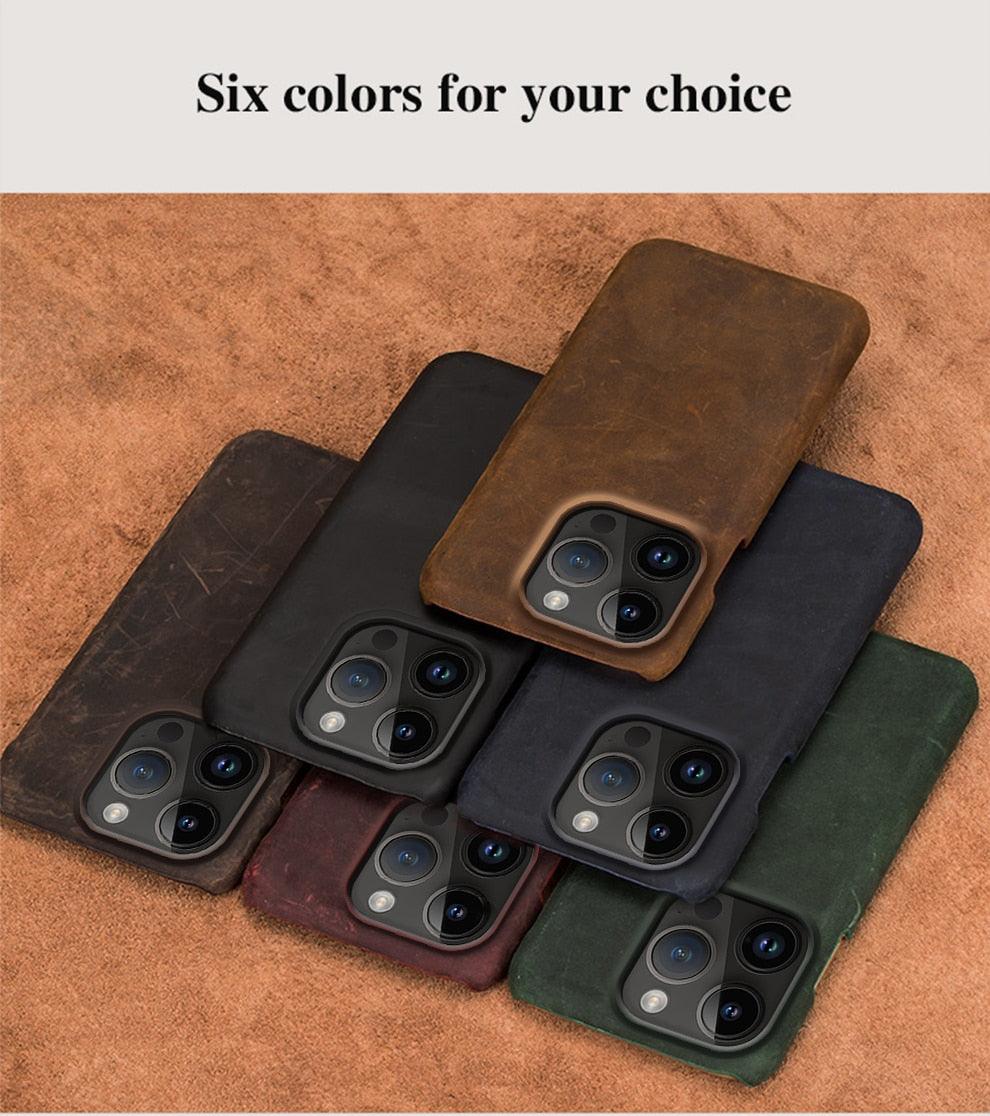 Stevvex genuine leather iPhone case set in six colors with bumper back cover on Tampa Home & Garden Store