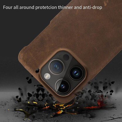 Stevvex brown genuine leather iPhone case with slim back cover and protective bumper for camera on Tampa Home & Garden Store