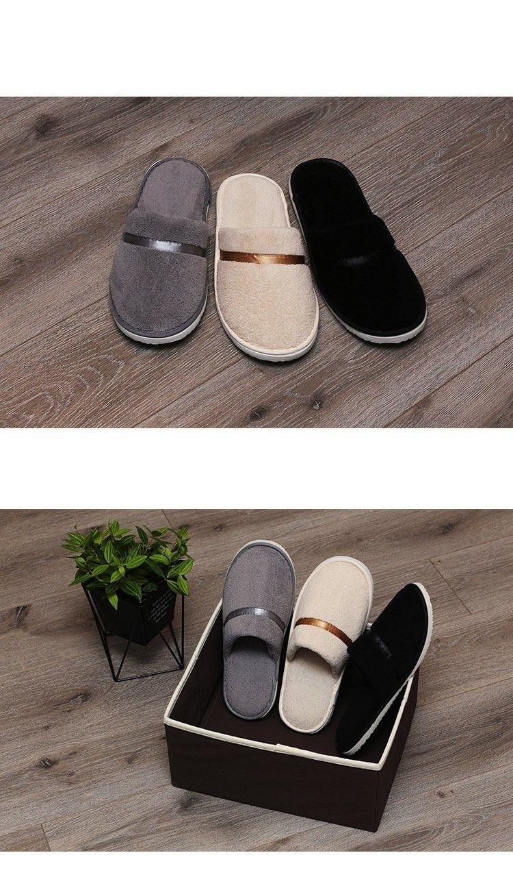 Stevvex Classic Plush Slippers in grey beige black with metallic strap thick anti-skid slip-ons on Tampa Home & Garden Store