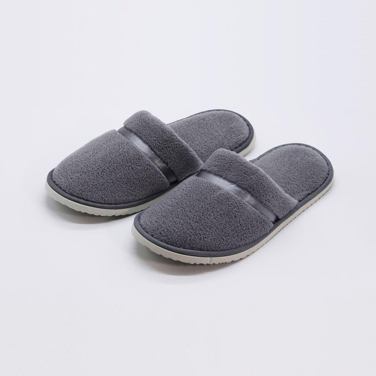 Stevvex grey plush indoor slippers with double straps and antiskid sole on Tampa Home & Garden Store