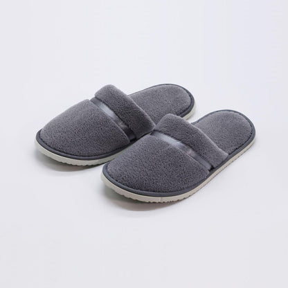Stevvex grey plush indoor slippers with double straps and antiskid sole on Tampa Home & Garden Store