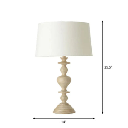 White Resin Base Fabric Nightstand Lamp with Classic Tapered Design