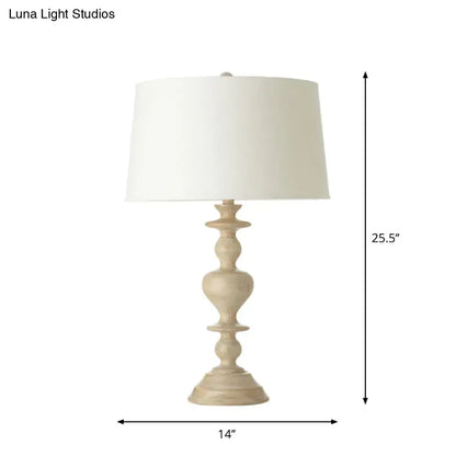White Resin Base Fabric Nightstand Lamp with Classic Tapered Design