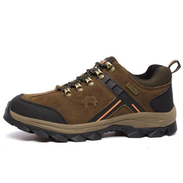 Stevvex men's brown genuine leather hiking boots, high-top, breathable, anti-slip outsole on Tampa Home & Garden Store