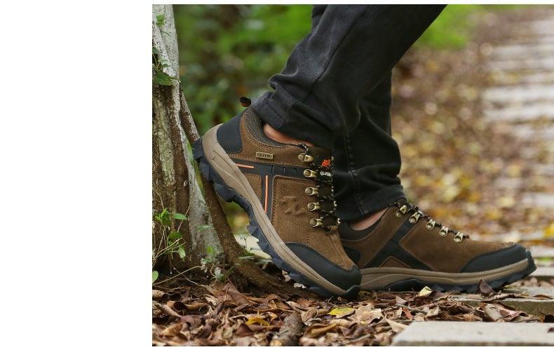 Stevvex Classic Genuine Leather Hiking Boots, brown high-top with rugged outsole, lace-up on Tampa Home & Garden Store