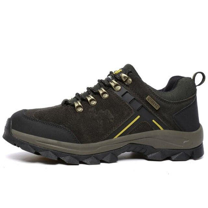 Stevvex men's hiking boots, black genuine leather, high-top, lace-up, anti-slip outsole on Tampa Home & Garden Store