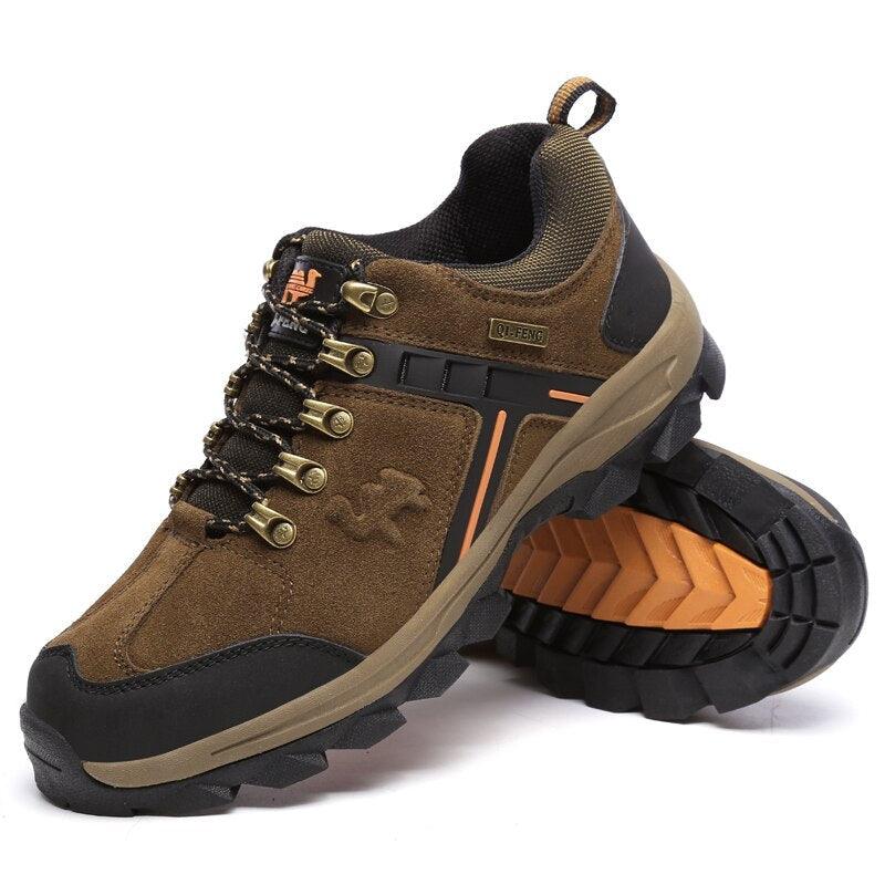 Stevvex men's brown suede leather hiking boots with anti-slip lug sole on Tampa Home & Garden Store