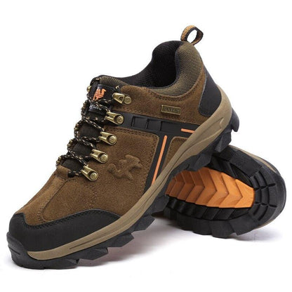 Stevvex men's brown suede leather hiking boots with anti-slip lug sole on Tampa Home & Garden Store