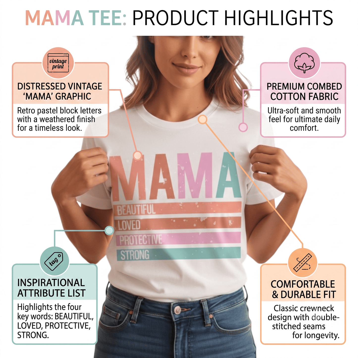 Soft Cotton Mama Aesthetic Short Sleeve Tee