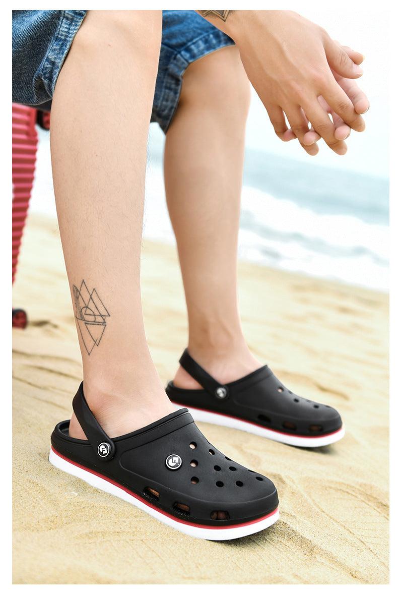 Stevvex Men Clogs Slippers black sandals breathable water shoes anti-slip pair on Tampa Home & Garden Store