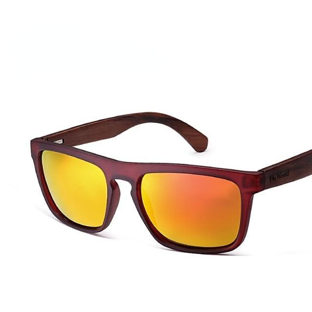 Sunglasses Stevvex rectangular frame red-brown with yellow-orange polarized lenses on Tampa Home & Garden Store