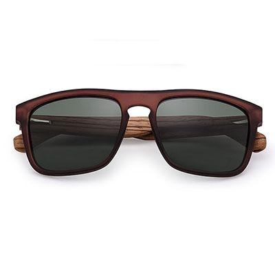 Stevvex sunglasses brown frame with wooden temples rectangular polarized lenses on Tampa Home & Garden Store