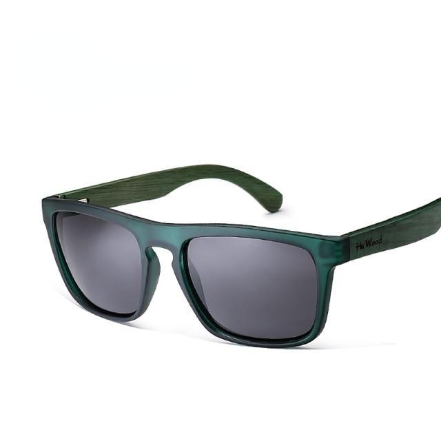 Stevvex rectangular sunglasses green frame polarized gray lenses UV protection on Tampa Home & Garden Store