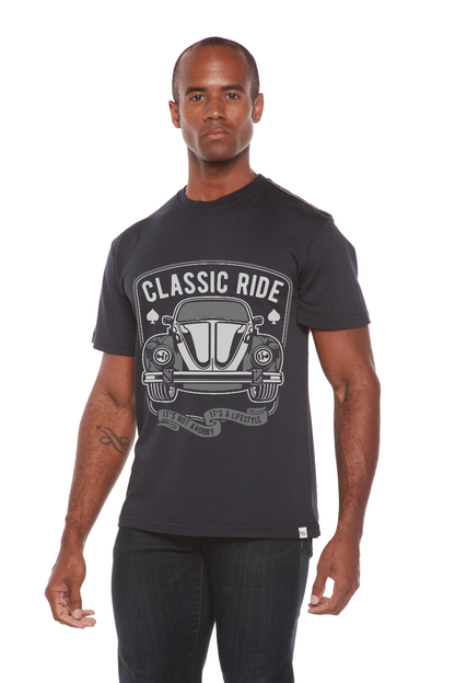 Men's black Classic Ride graphic T-shirt in bamboo viscose/organic cotton by Spun Bamboo on Tampa Home & Garden Store