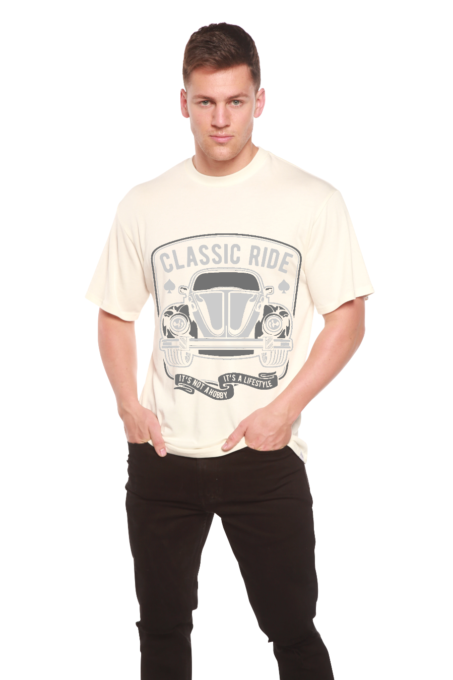 Classic Ride men's bamboo viscose/organic cotton graphic tee with vintage car print Spun Bamboo on Tampa Home & Garden Store