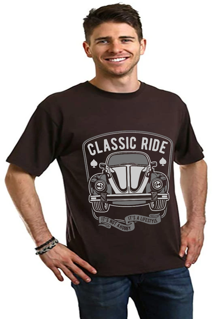 Classic Ride men's bamboo graphic tee in dark brown with vintage car by Spun Bamboo on Tampa Home & Garden Store