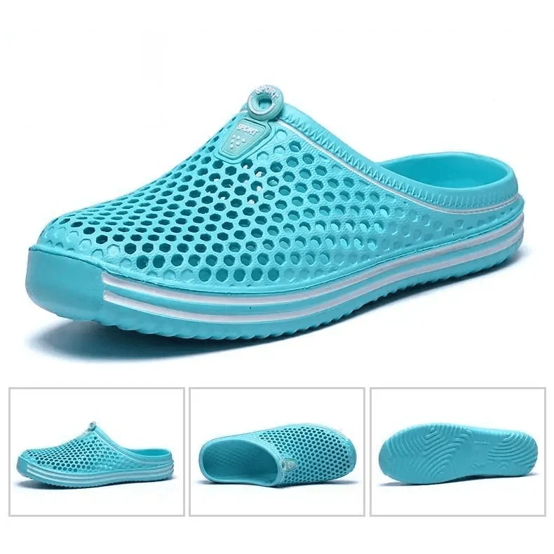 Stevvex aqua blue perforated closed-toe garden clog sandal for unisex casual wear on Tampa Home & Garden Store