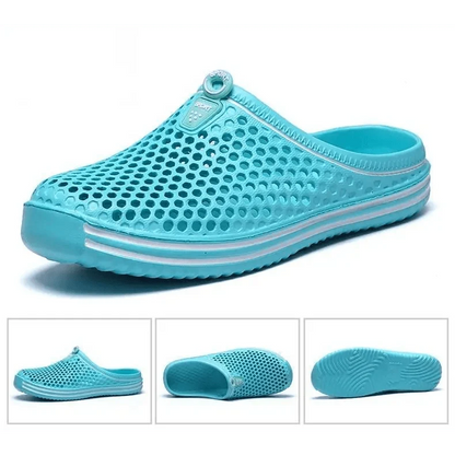 Stevvex aqua blue perforated closed-toe garden clog sandal for unisex casual wear on Tampa Home & Garden Store