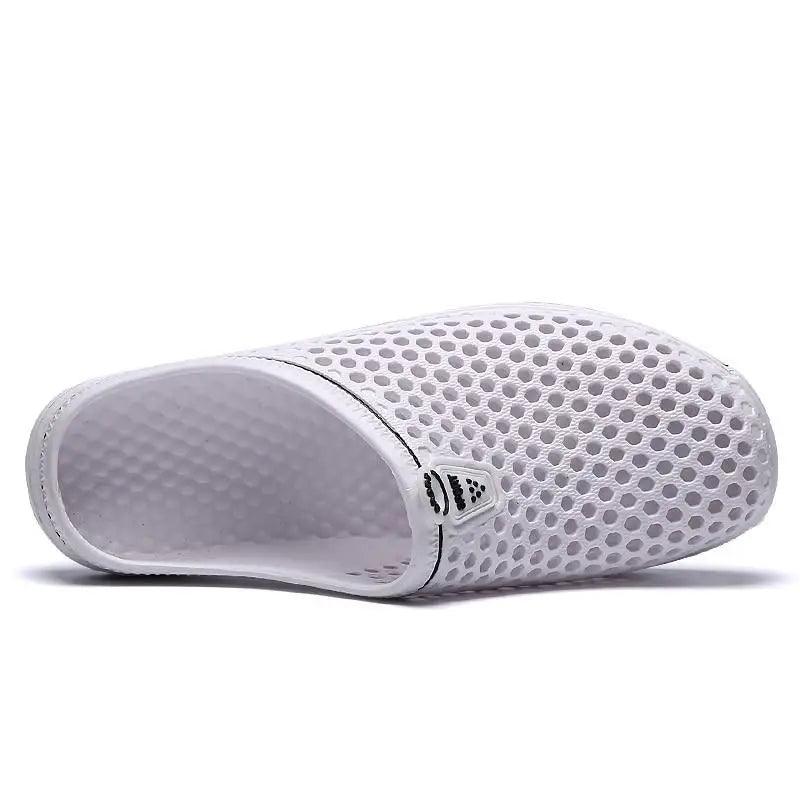 Stevvex white perforated closed-toe garden clog sandal, unisex casual footwear on Tampa Home & Garden Store