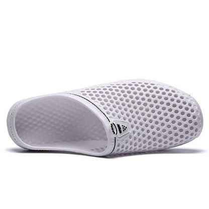 Stevvex white perforated closed-toe garden clog sandal, unisex casual footwear on Tampa Home & Garden Store