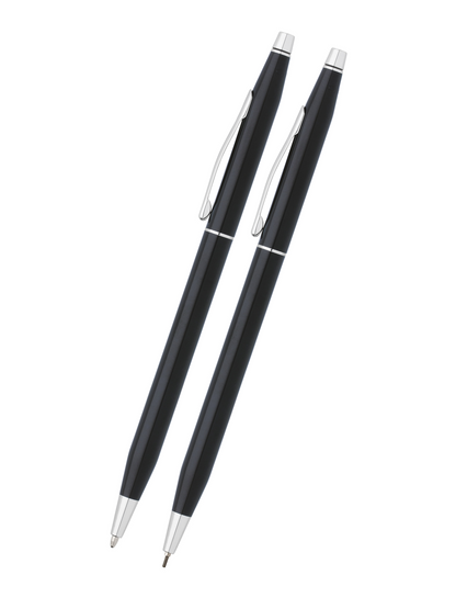 Cross Classic Century black lacquer pen and pencil set two-piece with chrome clips on Tampa Home & Garden Store