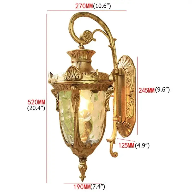 Classical bronze LED outdoor wall lamp with textured glass panels and ornate mounting on Tampa Home & Garden Store