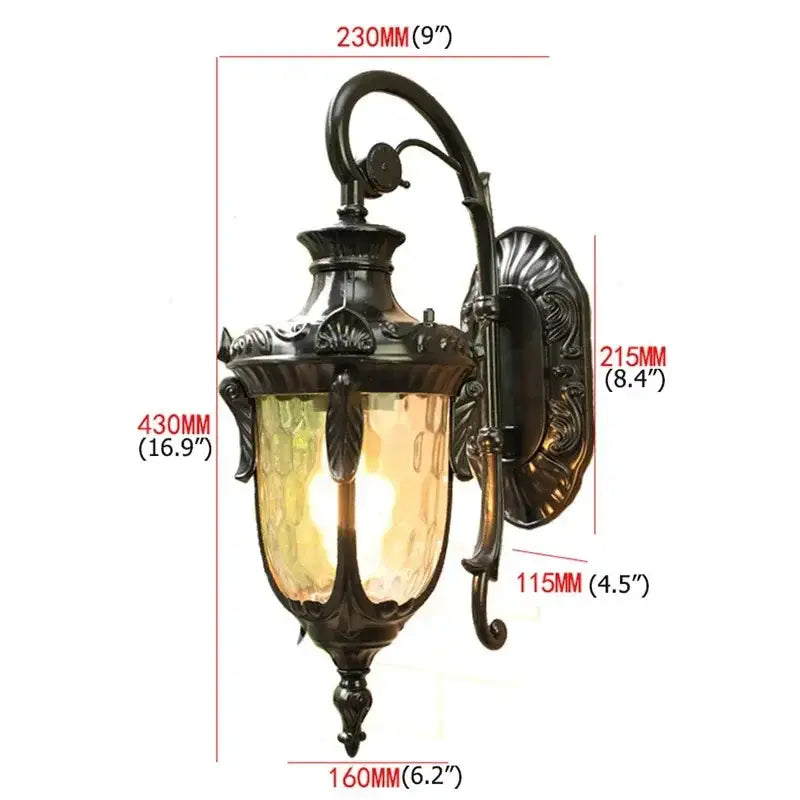 Classical bronze LED outdoor wall lamp with textured glass panels by Decorbites on Tampa Home & Garden Store