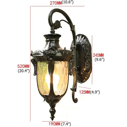 Decorbites classical bronze LED outdoor wall lamp with textured glass panels on Tampa Home & Garden Store