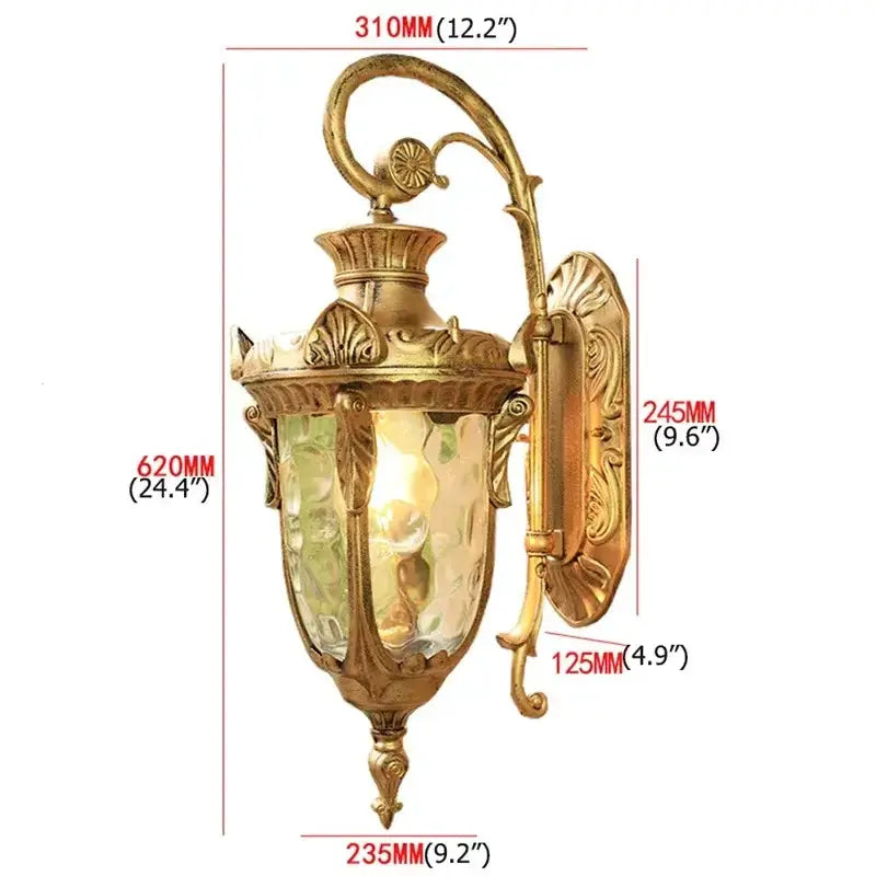 Classical bronze LED outdoor wall lamp with textured glass panels Decorbites on Tampa Home & Garden Store