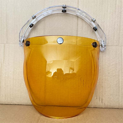 Retro Bubble Shield Visor motorcycle goggles amber-tinted with three buckles by BikerZoneZ on Tampa Home & Garden Store