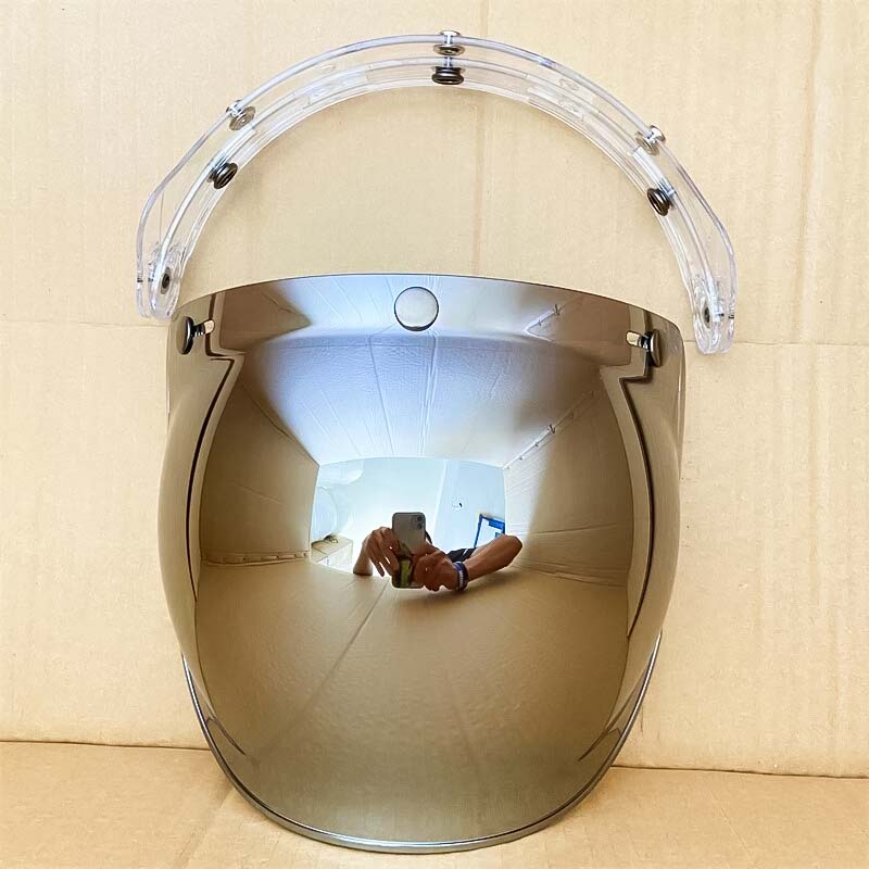 Retro Bubble Shield Visor three-buckle design motorcycle goggles by BikerZoneZ mirrored finish on Tampa Home & Garden Store