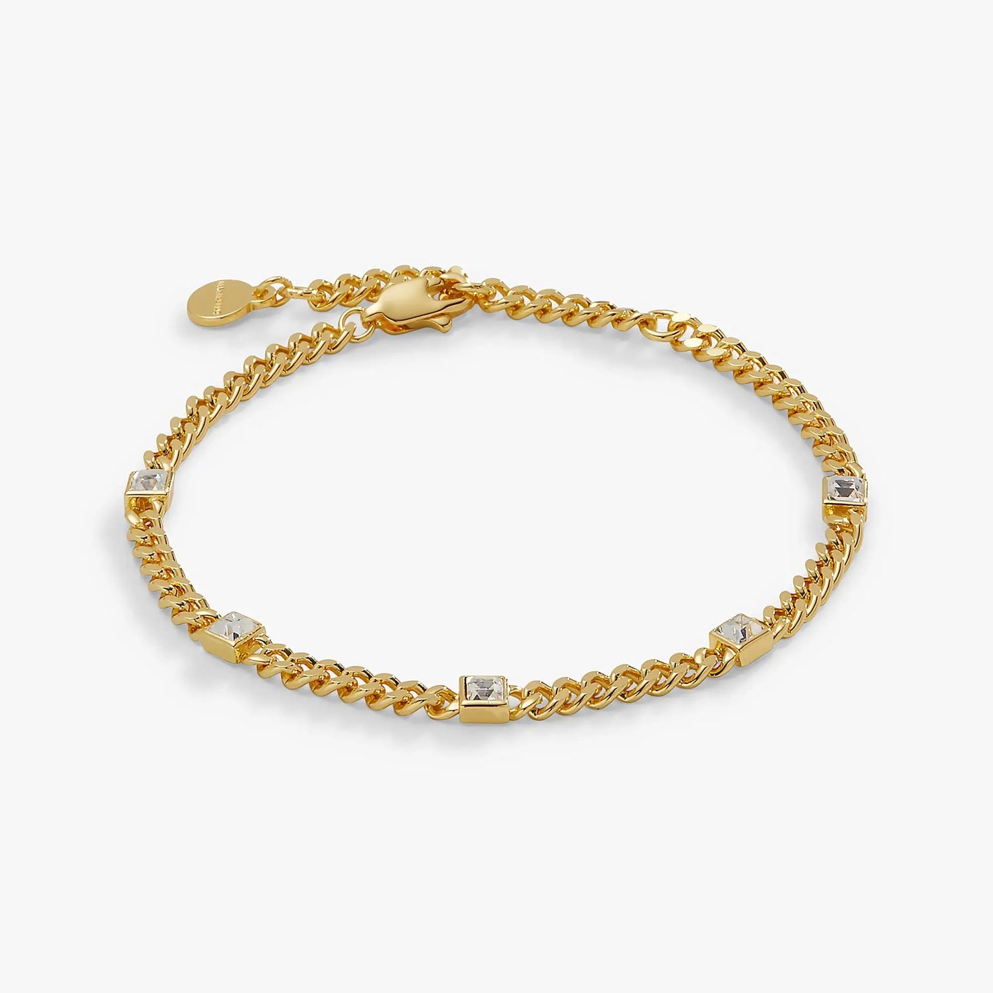 April Birthstone Crystal Curb Chain Bracelet