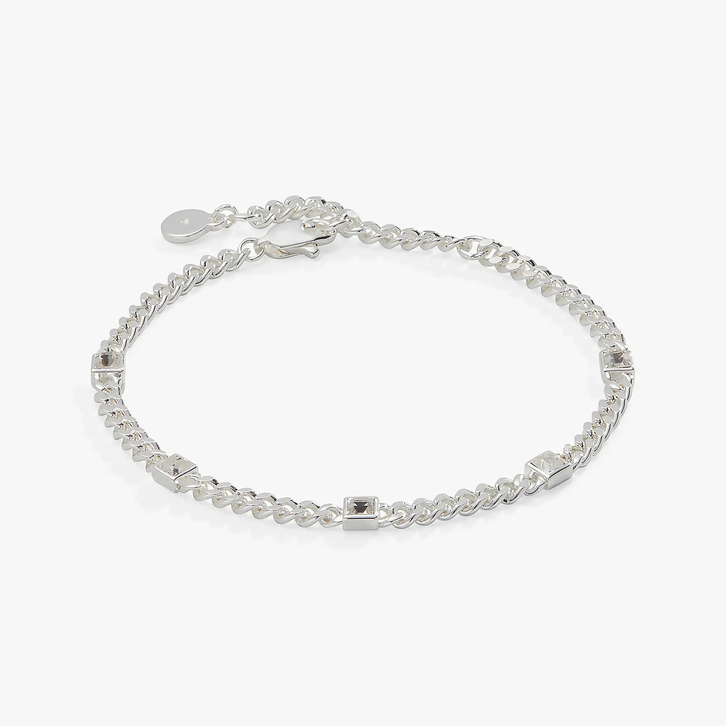 April Birthstone Crystal Curb Chain Bracelet