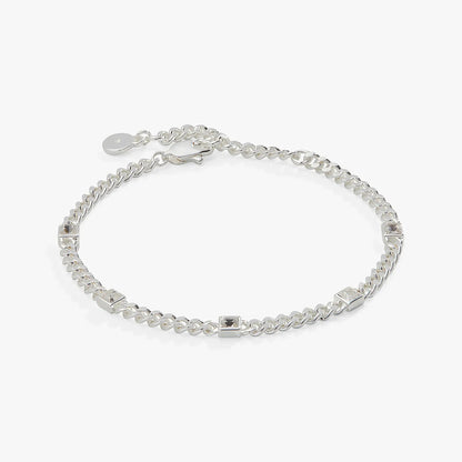 April Birthstone Crystal Curb Chain Bracelet
