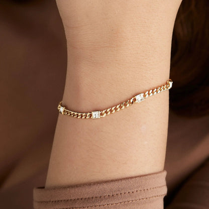 April Birthstone Crystal Curb Chain Bracelet