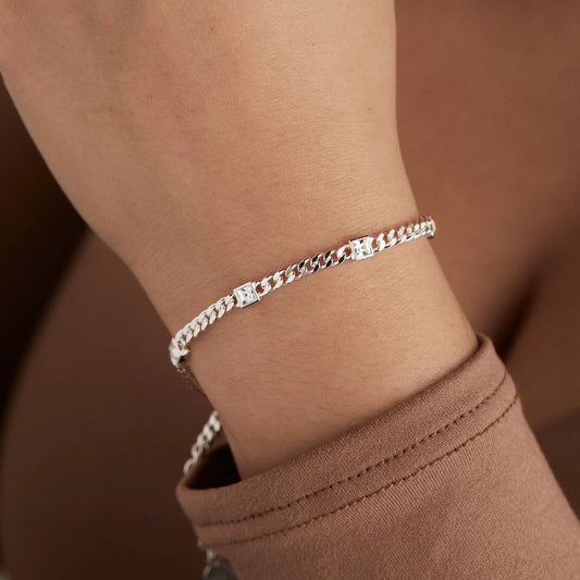 April Birthstone Clear Crystal Curb Chain Bracelet silver-tone curb chain by Alex and Ani on Tampa Home & Garden Store