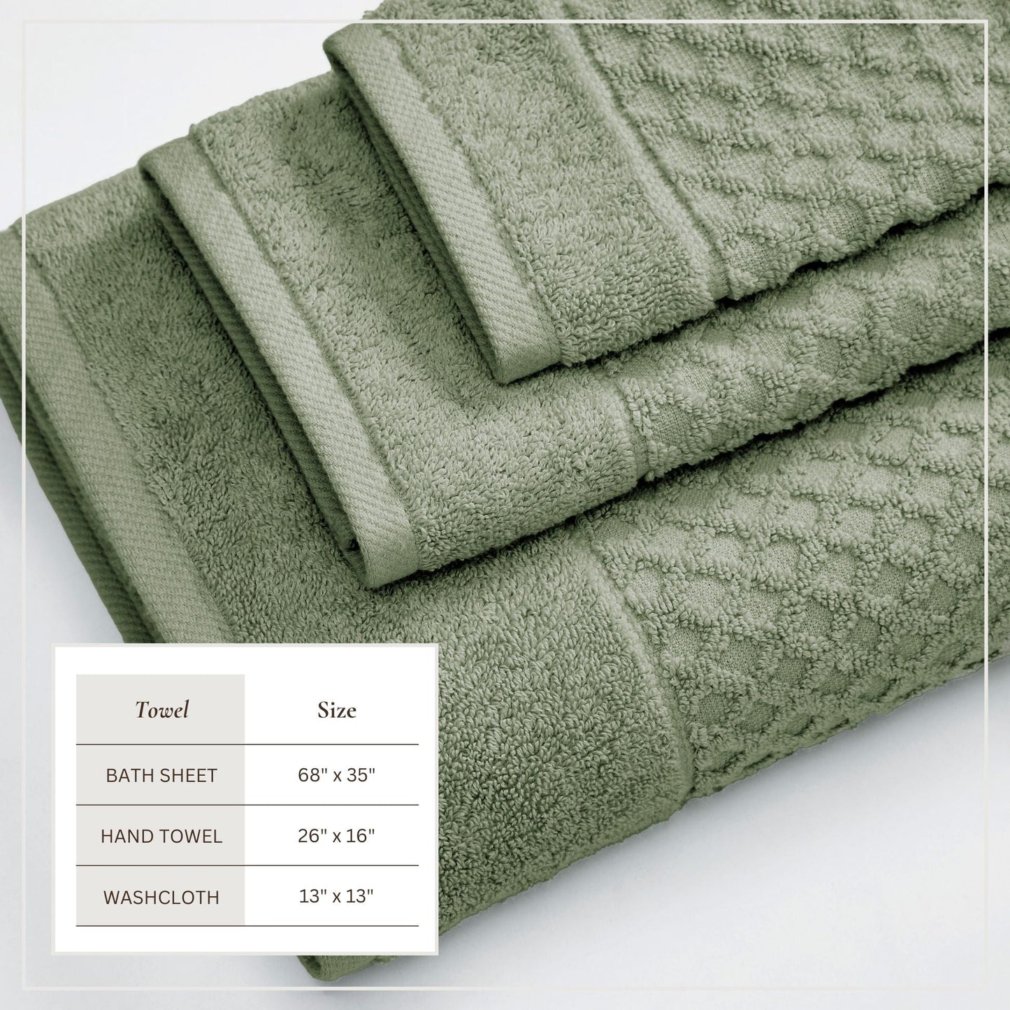 Cotton Diamond Waffle Weave Bath Towel Set