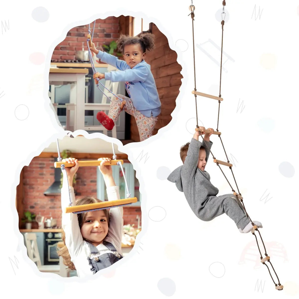 Climbing rope ladder Goodevas for kids 3-9 with wooden rungs on a single swing on Tampa Home & Garden Store