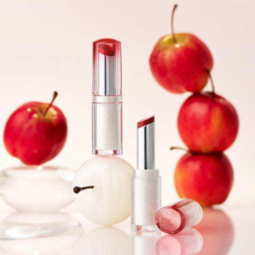 Lip balm CLIO Crystal Glam Balm by Seoulia, 3.2g, in 4 colors, 2 silver tubes with red caps on Tampa Home & Garden Store