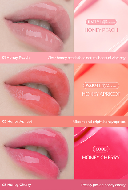CLIO Crystal Glam Balm lip balm set by Seoulia in 4 colors with honey peach and apricot on Tampa Home & Garden Store