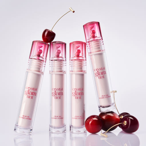 LIP TINT Seoulia CLIO Crystal Glam Tint set of 5 with pink caps and pale pink liquid clear tubes on Tampa Home & Garden Store