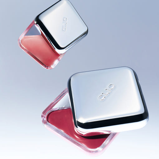 CLIO Lipcheek Tap makeup, chrome square bottles in pink gloss pair on Tampa Home & Garden Store