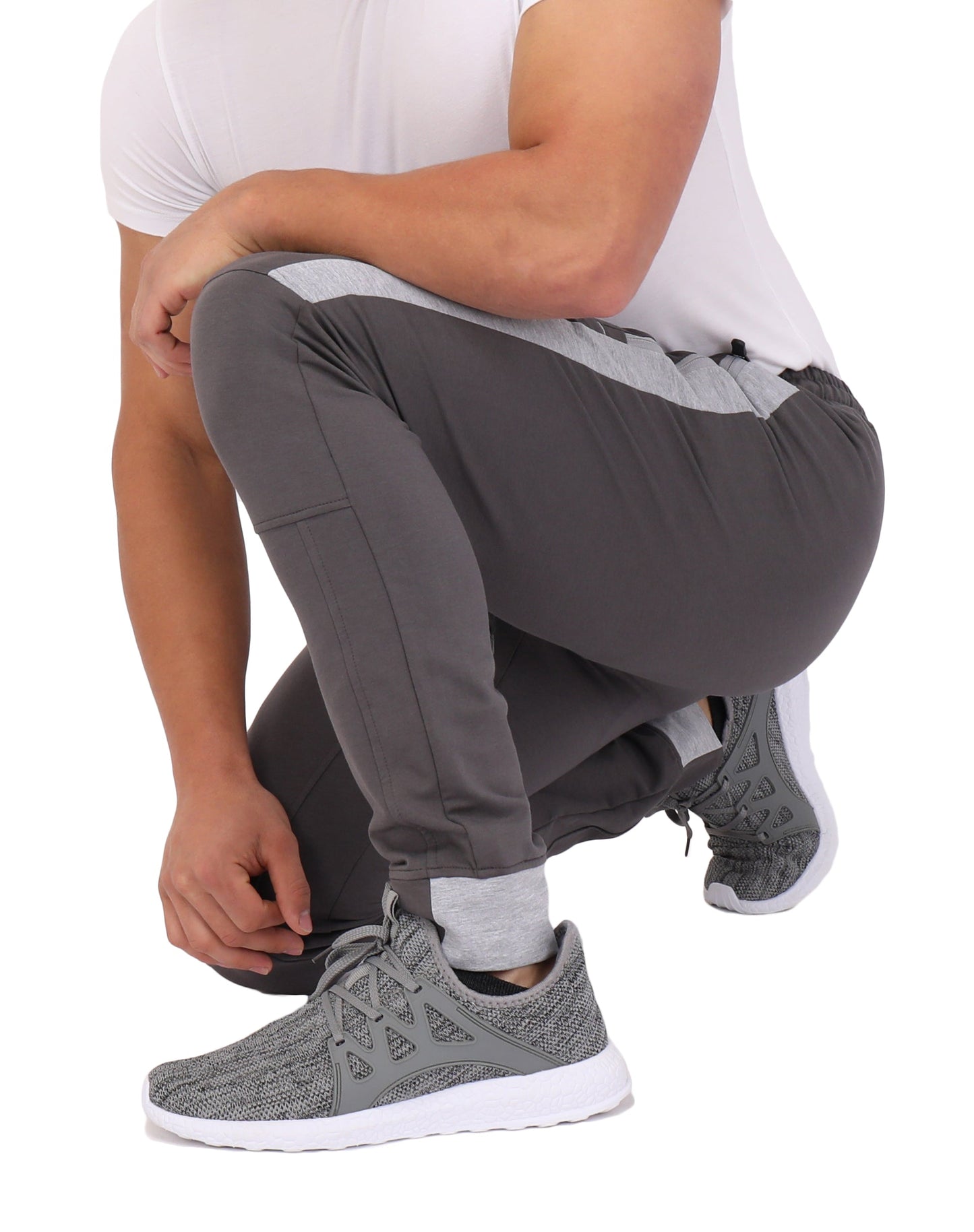 Infinite Flex Jogger Tall Fit men's joggers by SCR Sportswear in charcoal gray with panels on Tampa Home & Garden Store
