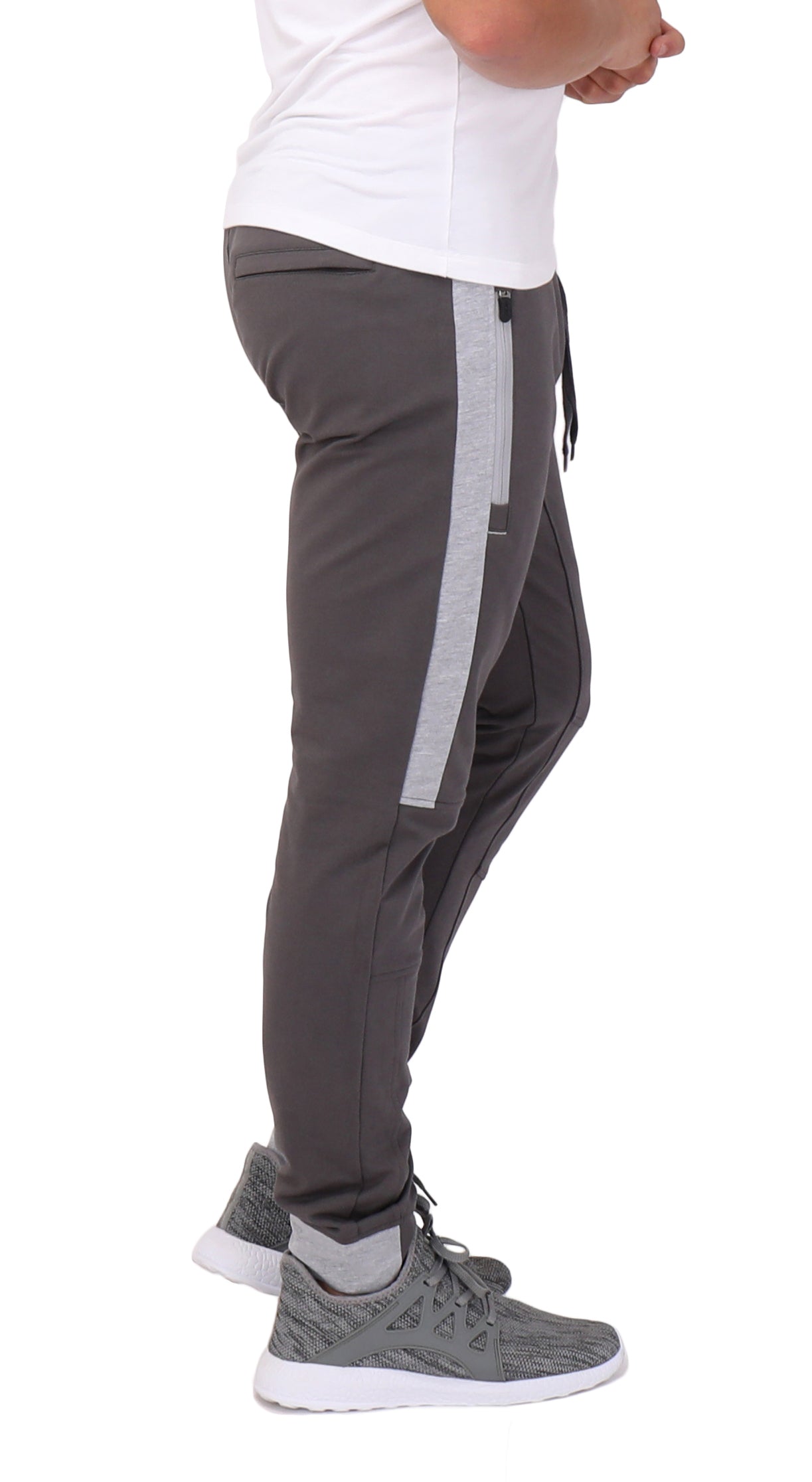 Infinite Flex Jogger Tall Fit men's charcoal joggers with gray stripe SCR Sportswear on Tampa Home & Garden Store