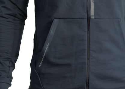 All-Day Comfort Hooded Sweatshirt Slim Fit navy zip-front hoodie with pocket trim SPORTWEAR on Tampa Home & Garden Store