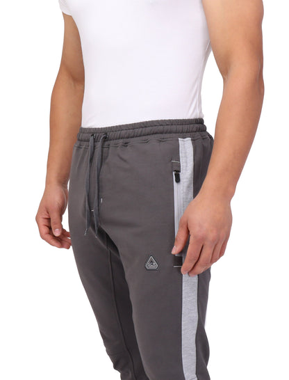 Infinite Flex Jogger Tall Fit men's joggers by SCR Sportswear, charcoal with gray side stripe on Tampa Home & Garden Store
