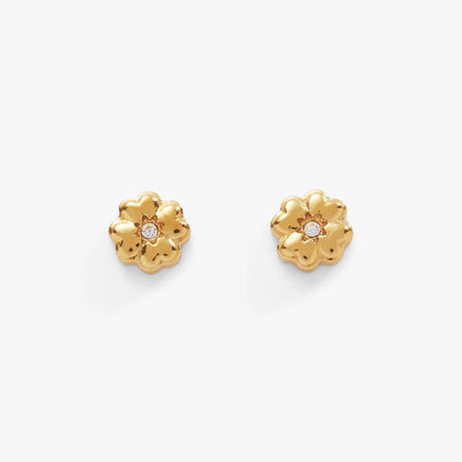 Four Leaf Clover Stud Earrings With Crystals