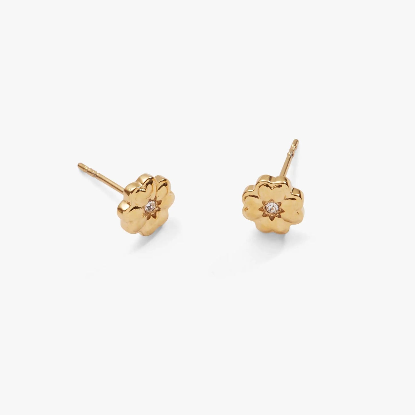 Four Leaf Clover Stud Earrings With Crystals